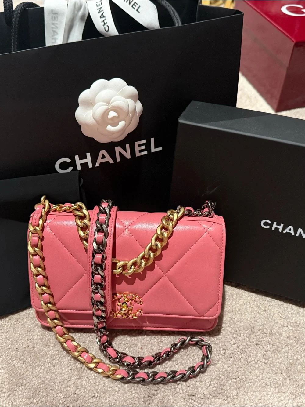 Chanel Pink Quilted Leather Shoulder Bag